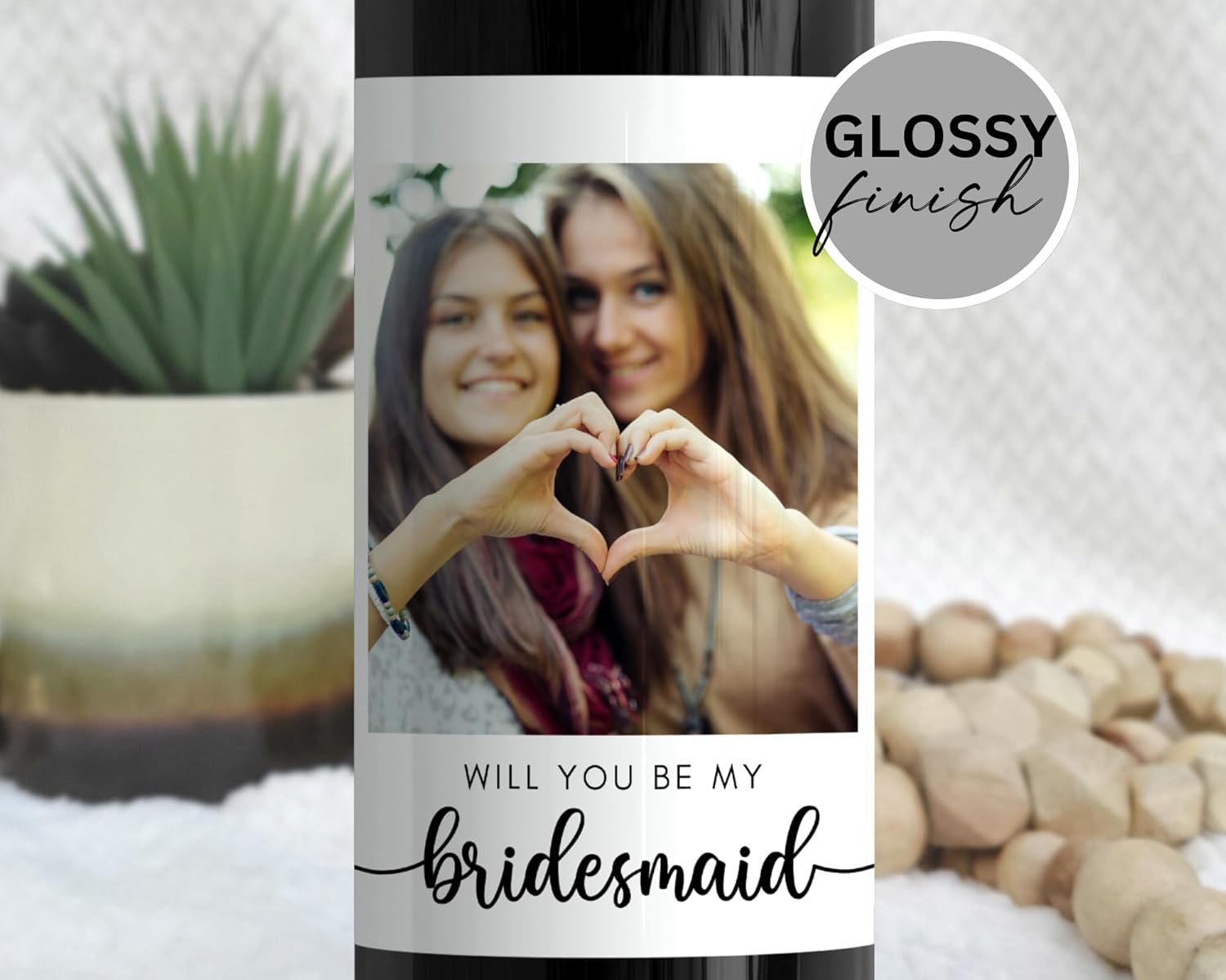 Juego de 4 regalos de agradecimiento para dama de honor, etiquetas adhesivas para botellas de vino con fotos, propuesta de fiesta de boda,