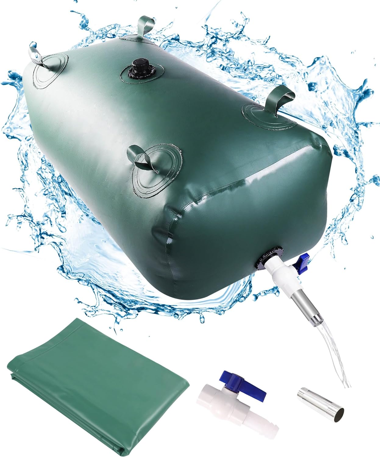 Vejiga portátil de almacenamiento de agua, contenedores de almacenamiento de agua de gran capacidad, depósito de agua portátil de PVC con válvulas y