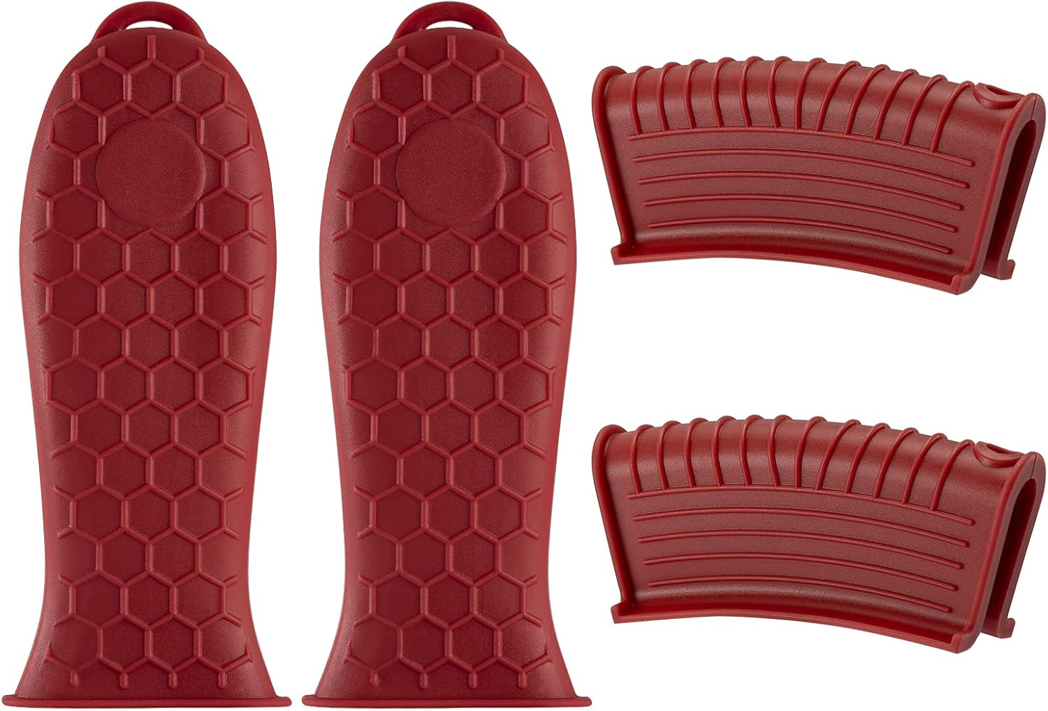 4 soportes de silicona para mango caliente, resistente al calor, mango de utensilios de cocina, soportes de goma antideslizantes para sartenes de