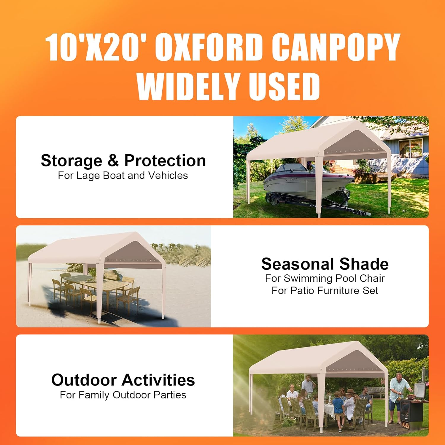 Toldo para cochera de 12 x 20 pies, funda de repuesto resistente, cubierta de refugio de garaje 800D Oxford, impermeable y con protección UV, lona