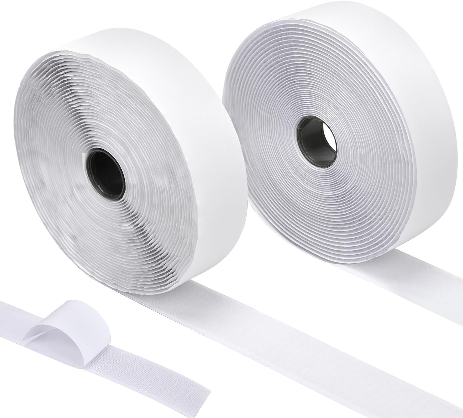 Cinta de gancho y bucle de 30 pies x 1.5 pulgadas, cinta adhesiva de nailon resistente con adhesivo para escuela, hogar y exteriores (blanco, 1 12
