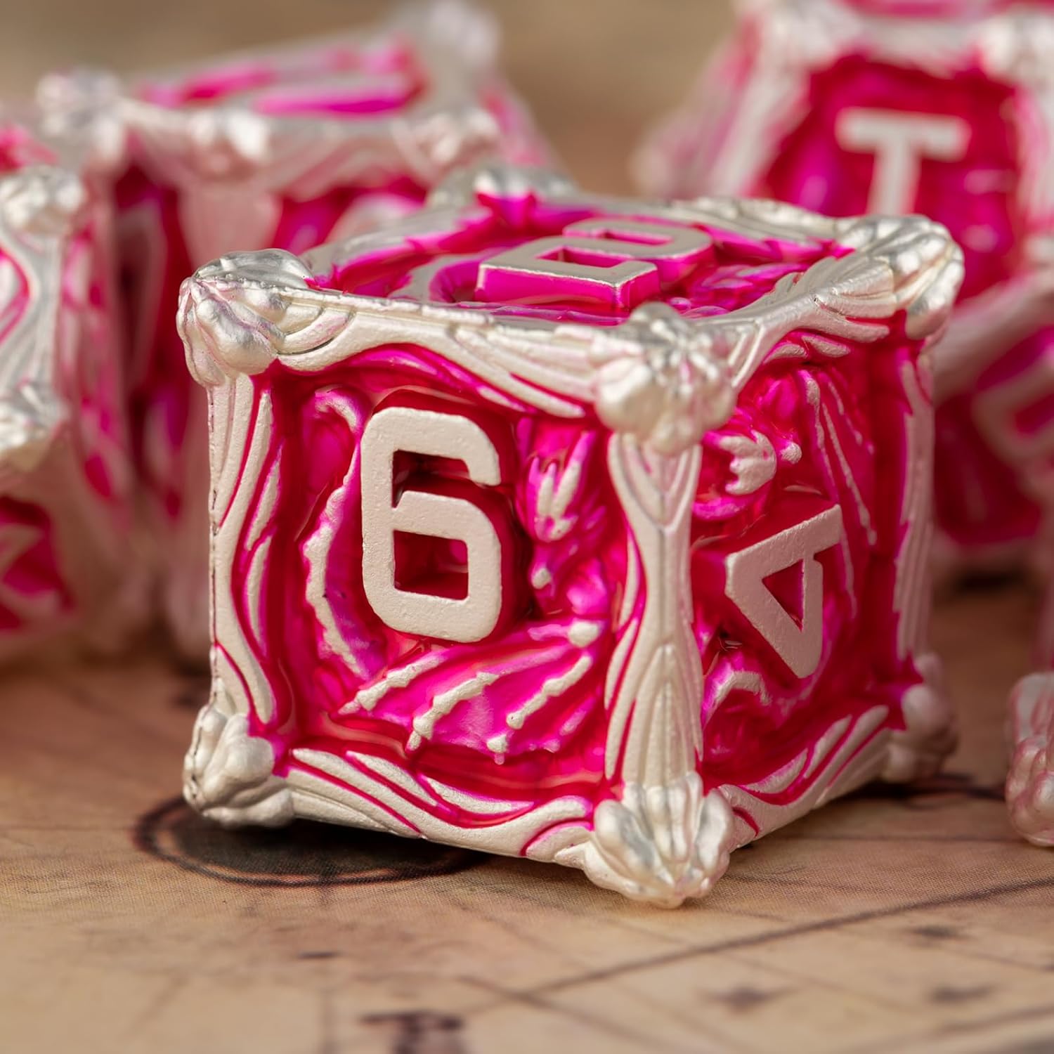 Surpass DND – Juego de dados de metal poliédricos, juego de dados para juegos de rol para Dungeons and Dragons d&D, 7 piezas, dados de metal de 6