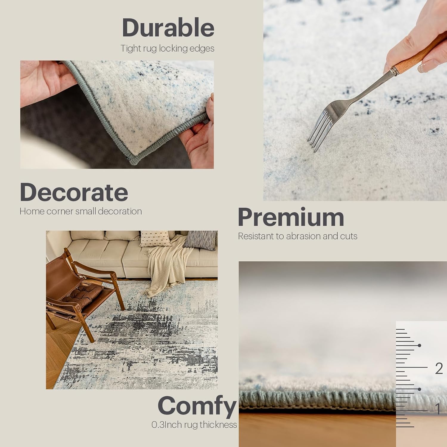 Alfombra de área de 5 x 7 pies para dormitorio, alfombra lavable para sala de estar, cocina, comedor, antideslizante, decoración del hogar, alfombra
