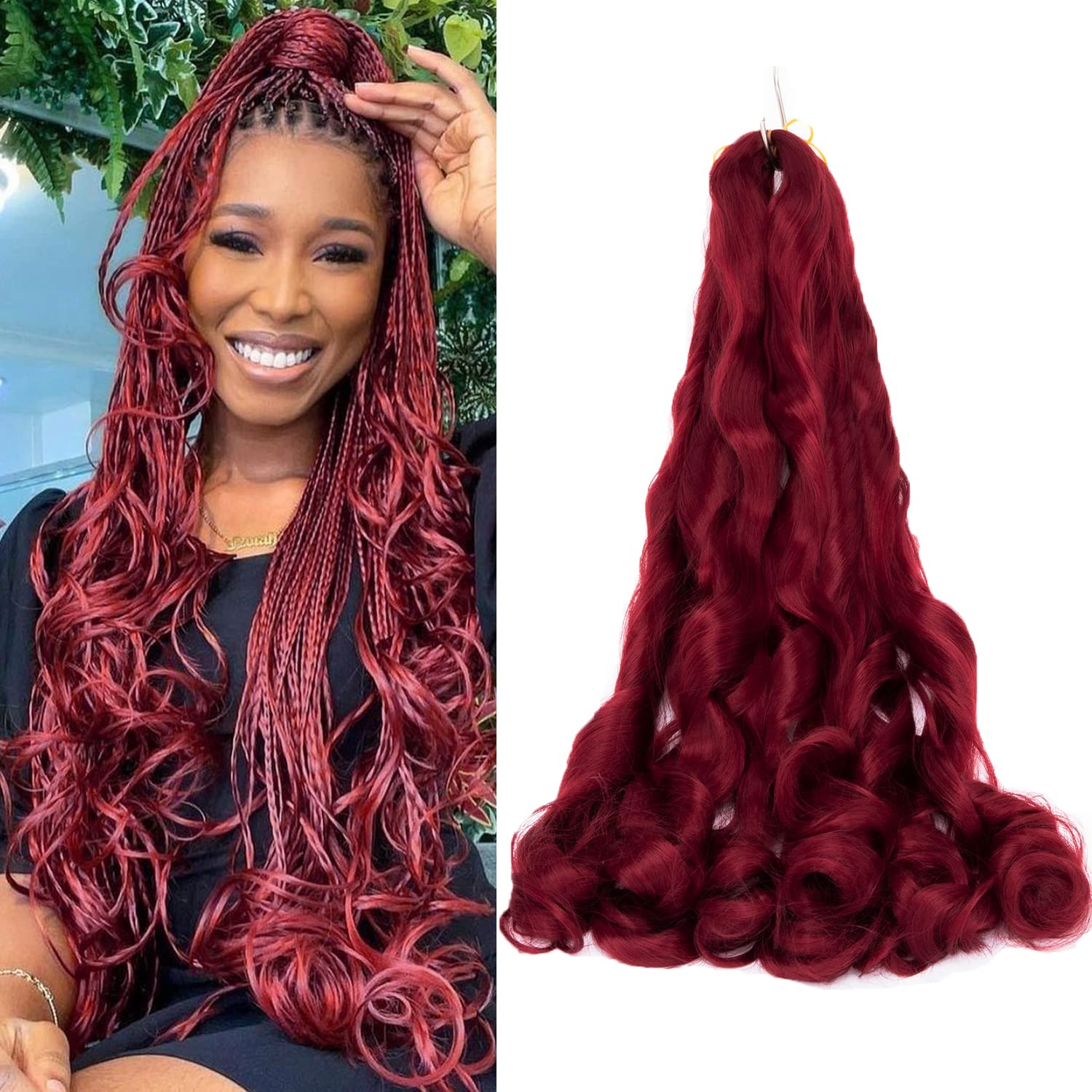 8 paquetes de cabello rizado francés trenzado de 24 pulgadas, ondulado, suelto, espiral, rizado, de ganchillo para mujeres negras, cabello trenzado