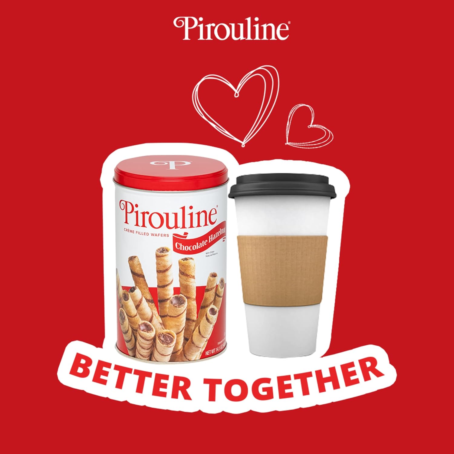Pirouline Obleas enrolladas  Avellana de chocolate  Palitos de oblea enrollados, obleas rellenas de crema, galletas enrolladas para café, té,
