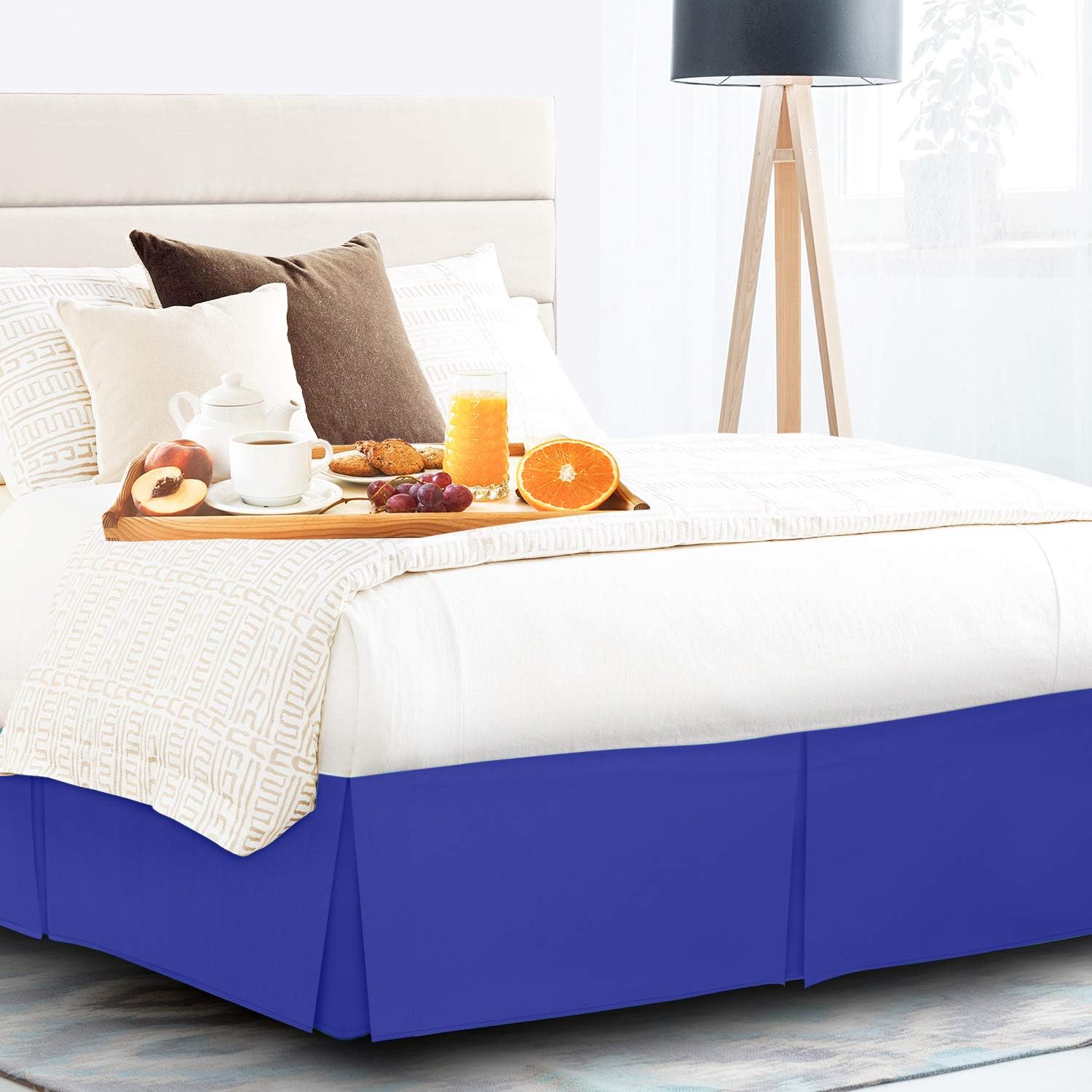 Nestl – Falda plisada de cama de fácil ajuste, con caída a medida de 14 pulgadas, microfibra de doble cepillado, con calidad de hotel y pliegues,