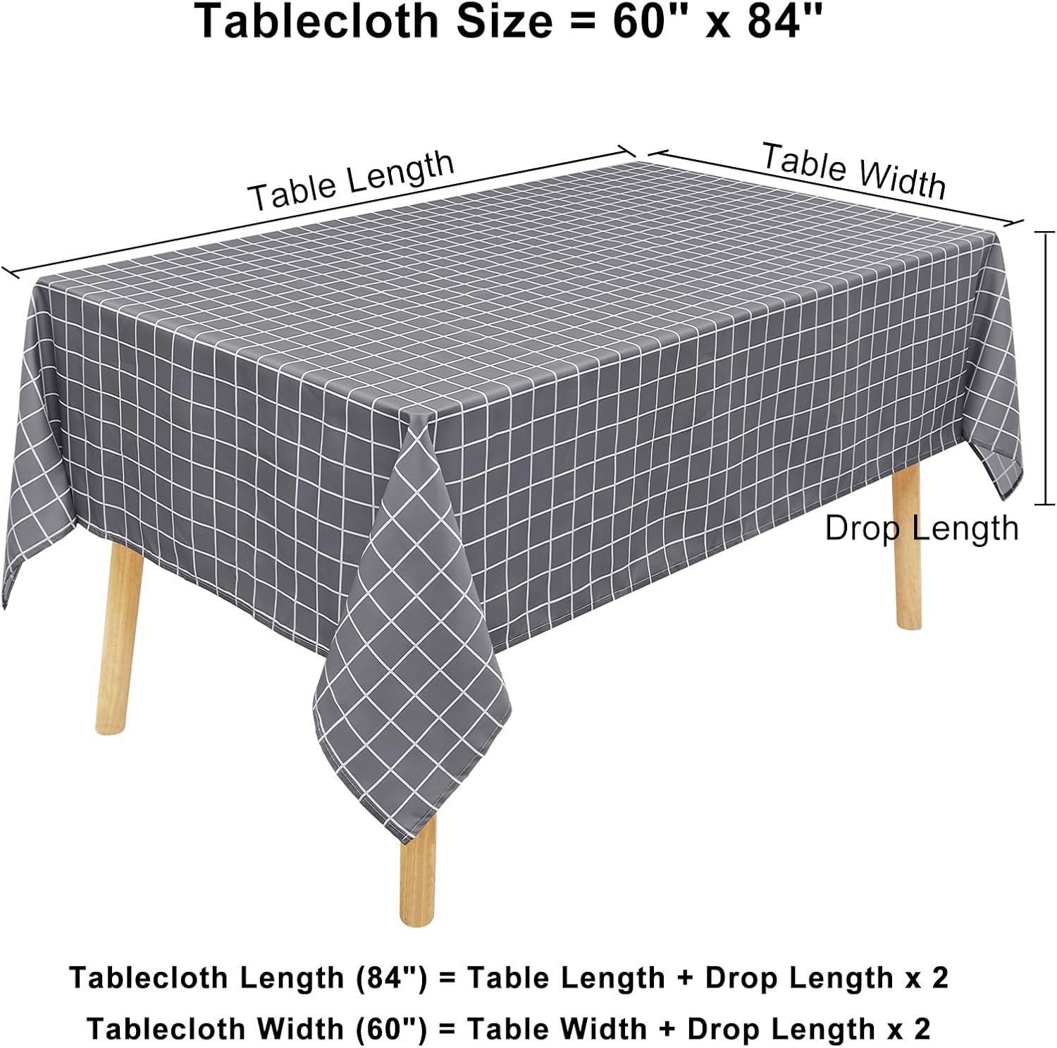 misaya Mantel rectangular de tela impermeable, mantel de poliéster a prueba de manchas, lavable para comedor, cocina, exterior (60 x 84 pulgadas,