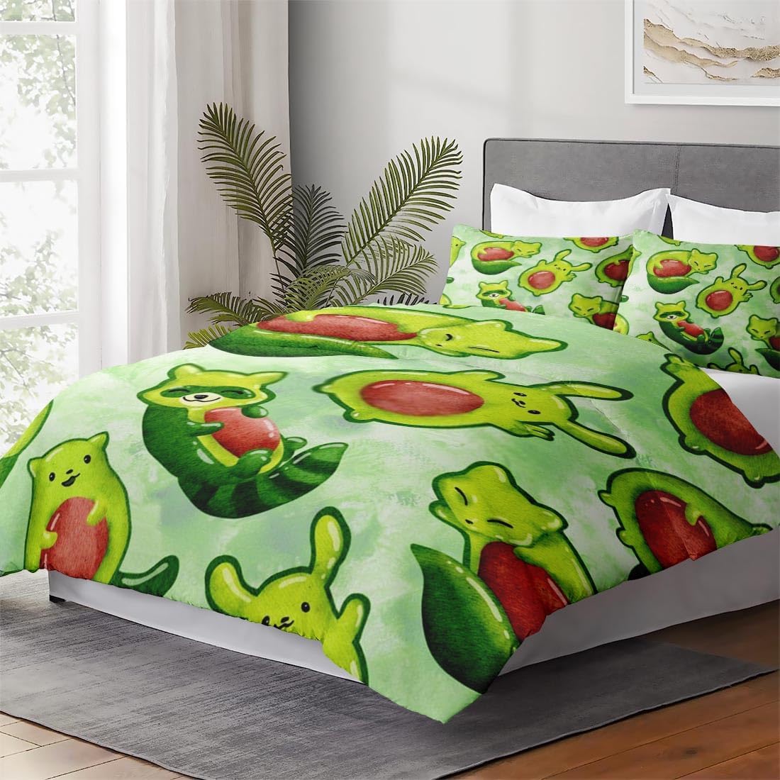 Juego de funda de edredón, juego de ropa de cama de zorro lindo Kawaii para niños y adultos, decoración de dormitorio, juego de funda de edredón de