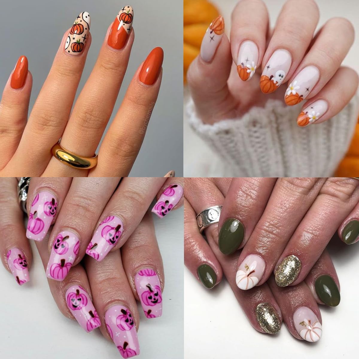Calcomanías de uñas de Halloween, autoadhesivas 3D, diseño de calabaza rosa, diseño de araña, calavera fantasma, telaraña, gótico, Halloween, uñas