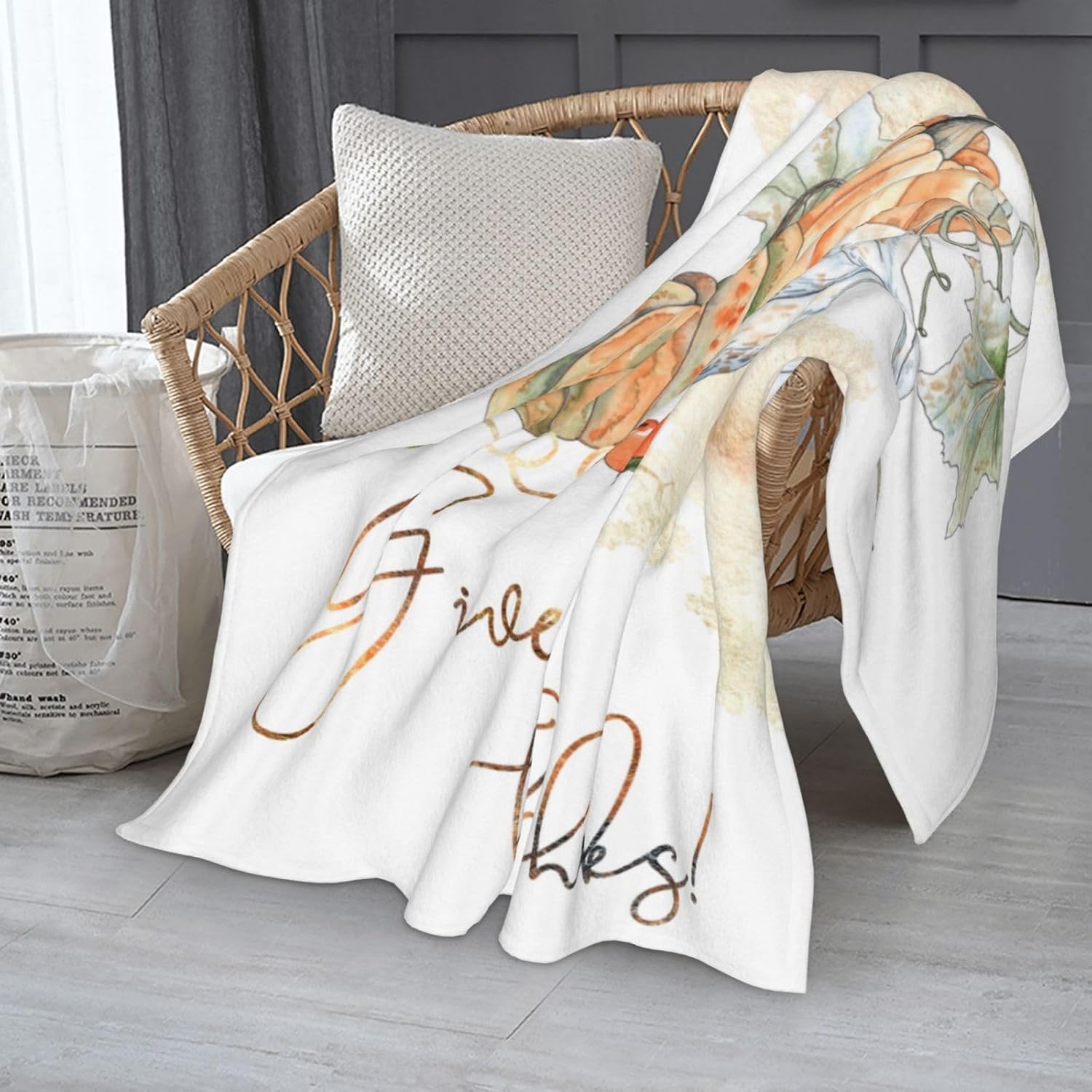 Manta de calabaza Thinksgiving otoño para cama de 50 x 60 pulgadas, suave, ligera, esponjosa y cálida para sofá para todas las estaciones, funda