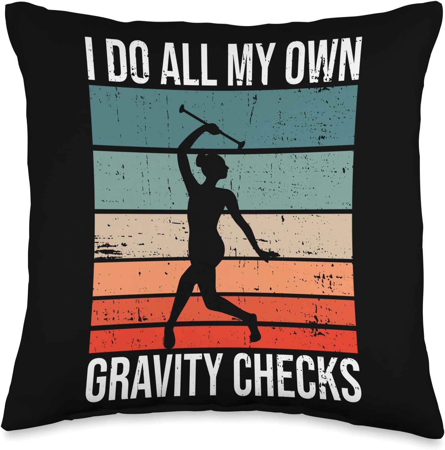 Baton Twirling & Majorette Dance Designs Twirler Design for Baton Gymnastics Throw Pillow, 16×16, Multicolor
