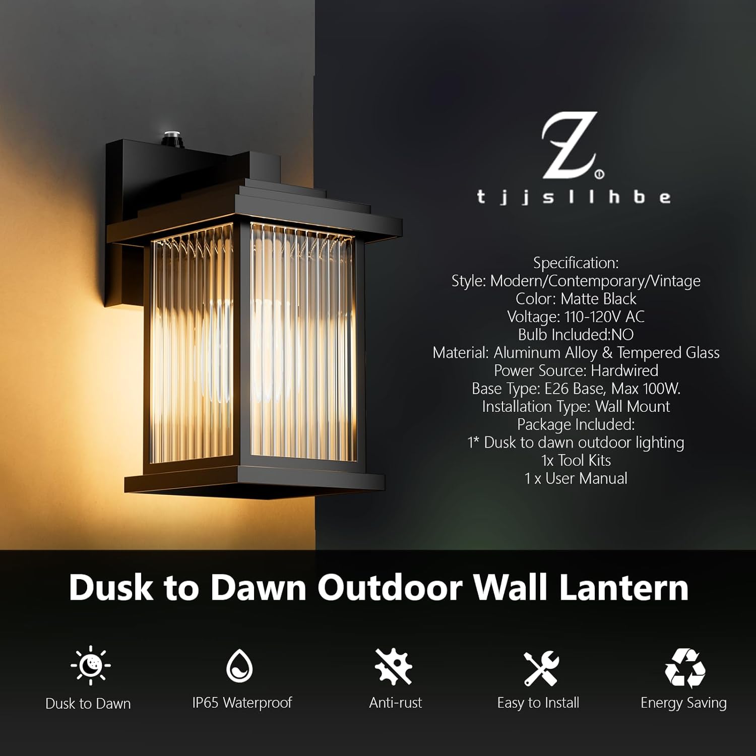 Luces de exterior del anochecer al amanecer, luces de porche impermeables al aire libre, lámpara de exterior 100% aluminio a prueba de óxido, luces