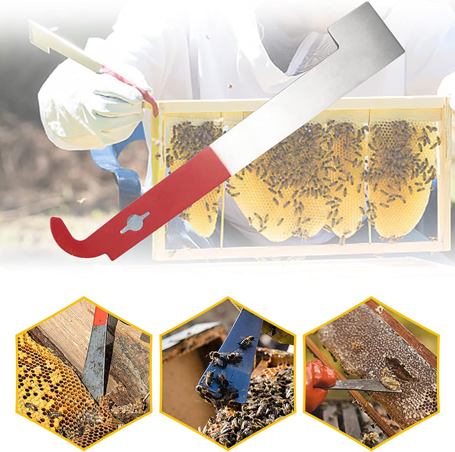 witbee J Hook – Herramienta de colmena de abejas, herramienta raspadora de colmena de abejas, herramientas raspadoras de colmena de acero