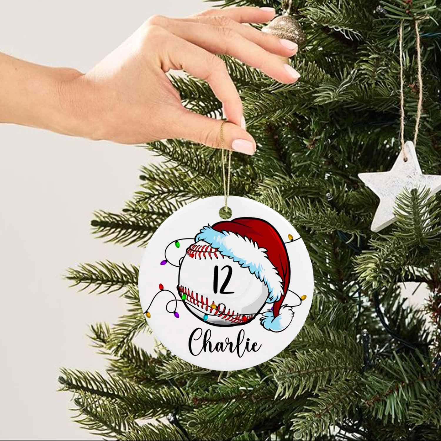 Adorno personalizado de jugador de béisbol, adorno de Navidad deportivo personalizado con nombre y número, adorno de Navidad de béisbol, adorno de
