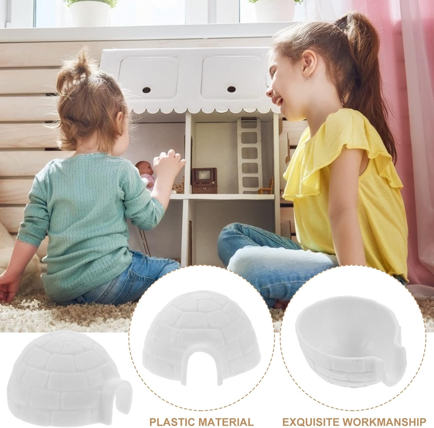 NOLITOY Mini iglú juguetes simulados de casa de hielo modelados figuras árticas juguetes para casa de muñecas de Navidad, decoración de micro
