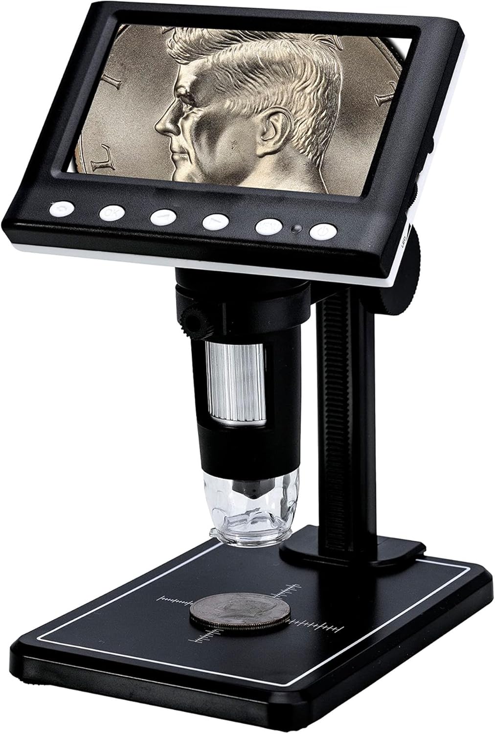 DM7 Microscopio de monedas de 4.3 pulgadas, HD 720P, microscopio digital LCD de 4.3 pulgadas para colección de monedas, lupa de monedas 50X-1000X,