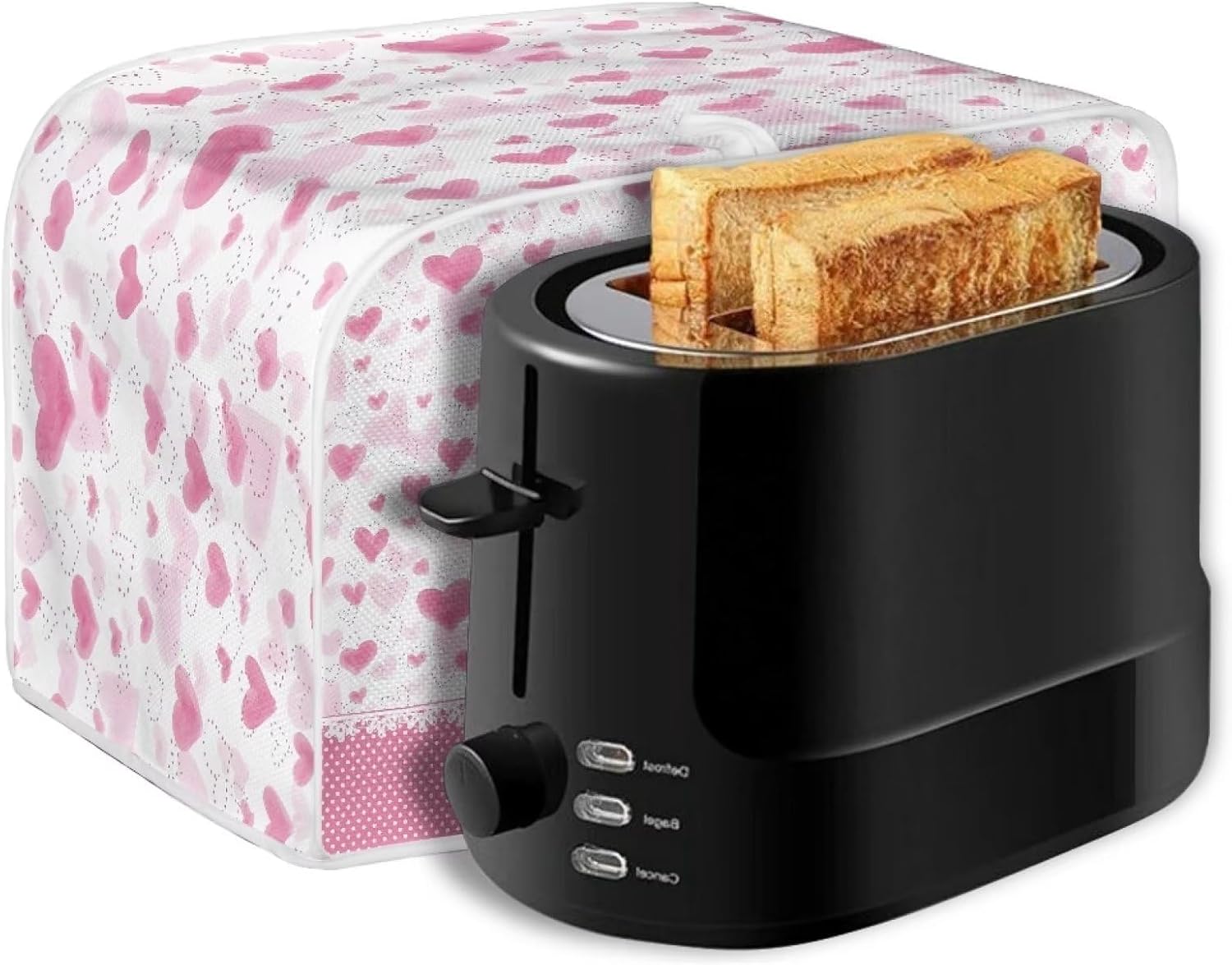 UNICEU Toster de dibujos animados rosa con estampado lindo de 2 rebanadas de tostadoras acolchadas cubierta para tostadoras a prueba de polvo,