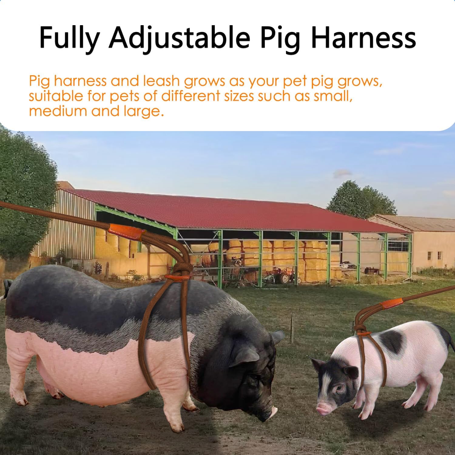 Arnés de cerdo pequeño y correa ajustable para cerdo, arnés para cerdos pequeños, medianos y grandes, suministros para cerdos de mascotas, caminar y