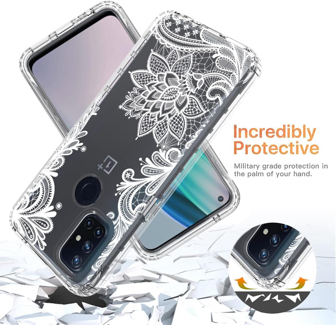 Funda para OnePlus Nord N10 5G, OnePlus N10 BE2029 con protector de pantalla de vidrio templado, diseño floral a prueba de golpes, cubierta