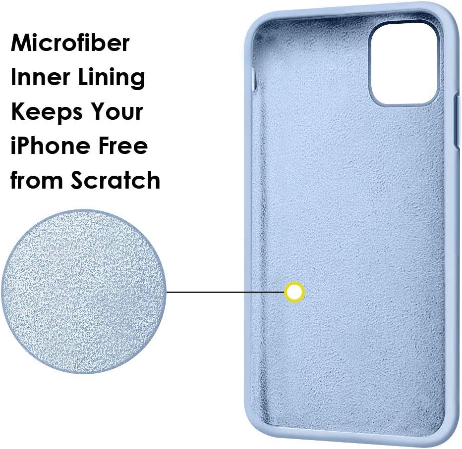 MOCCA – Funda con soporte de anillo, forro de microfibra supersuave, amortiguadora, de silicona líquida y antiarañazos para iPhone 11, azul claro