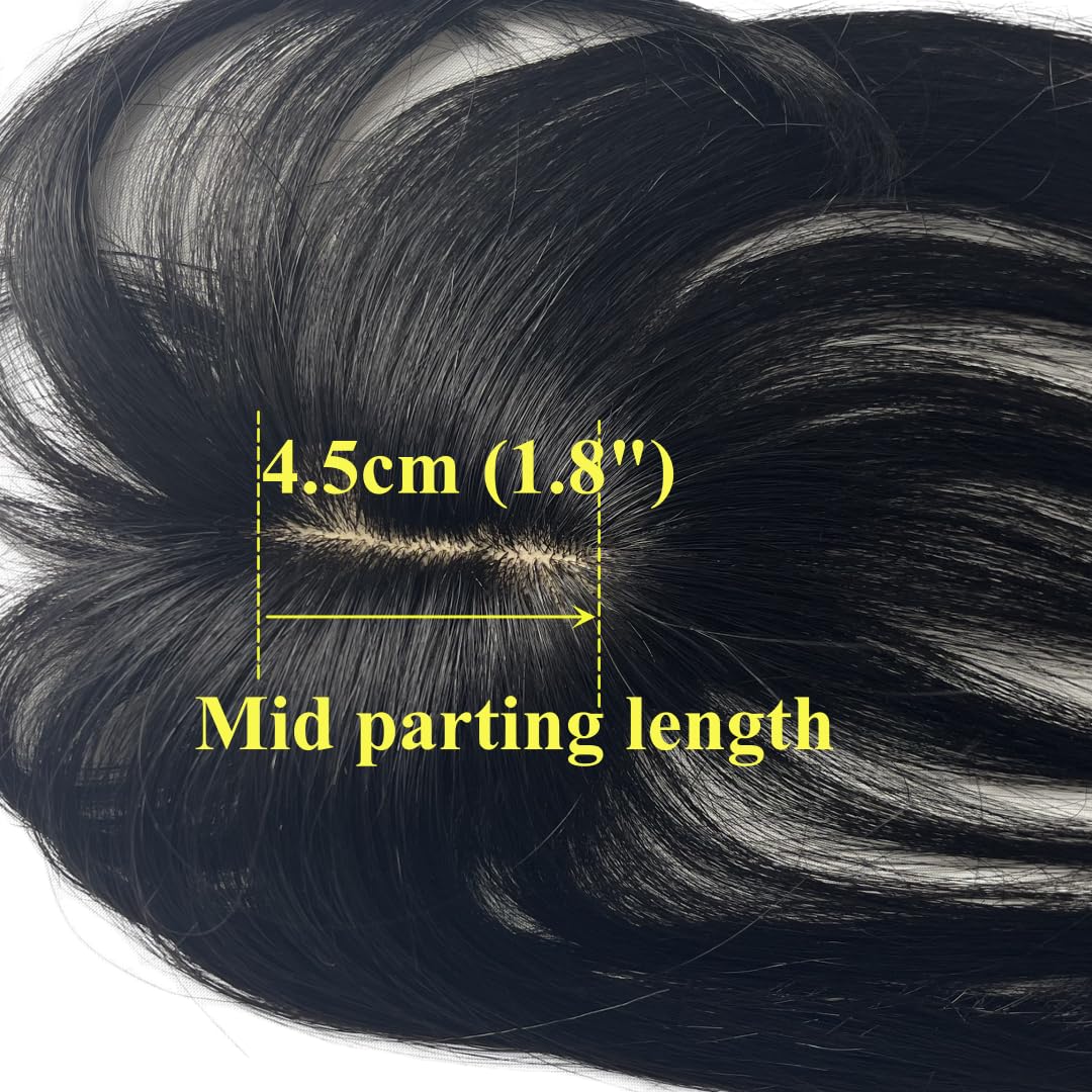 Extensiones de cabello humano natural con flequillo, parte media, fleco lateral para mujer, extensiones invisibles de cabello humano (marrón oscuro)