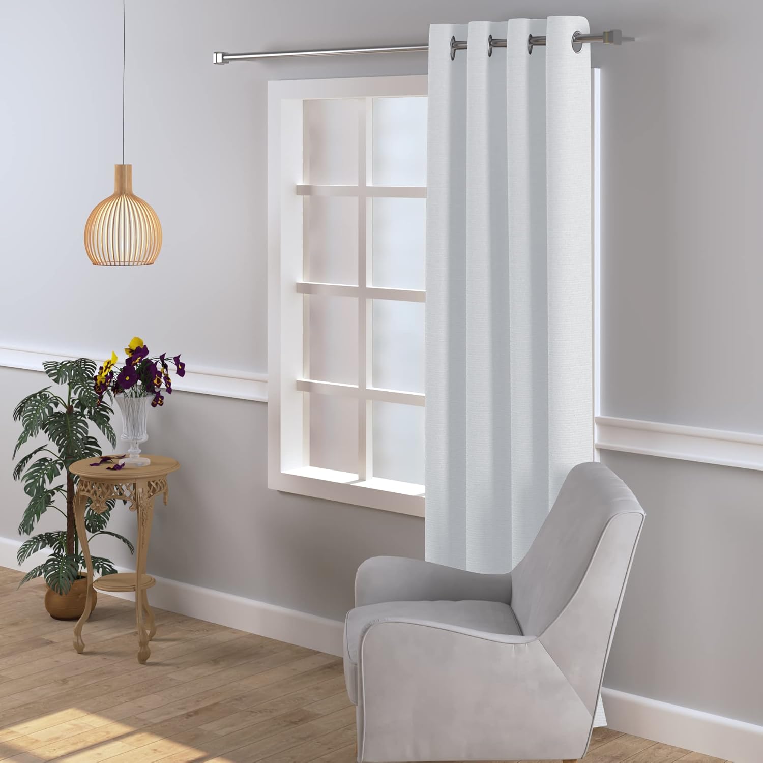 Cortinas de algodón largas y duraderas con ojales y 2 paneles de 108 pulgadas de largo x 50 pulgadas de ancho, color blanco, cortina de fondo