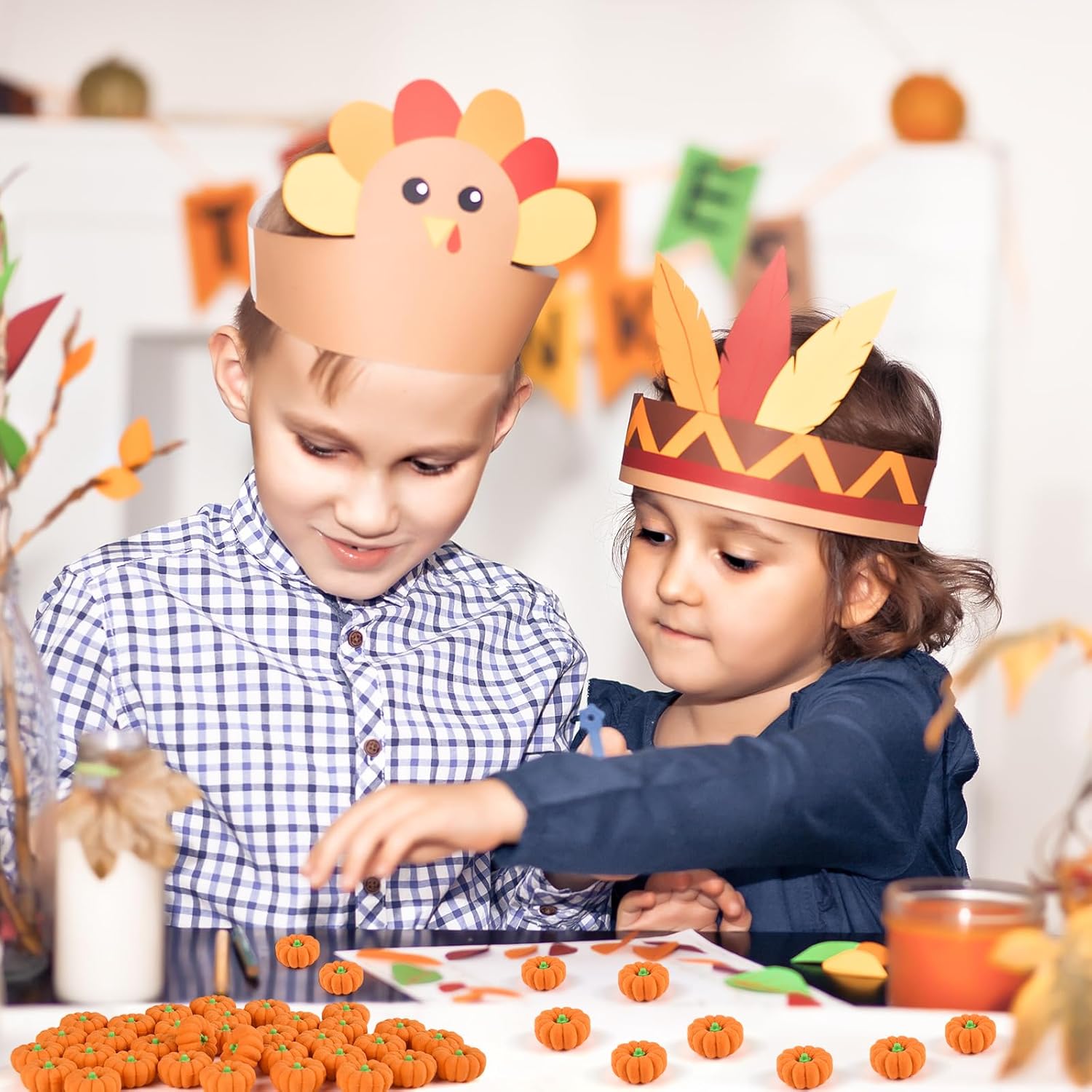 PLULON 50 borradores de calabaza a granel para niños, mini borrador de lápiz 3D de goma de cemento para Acción de Gracias, Halloween, recuerdos de
