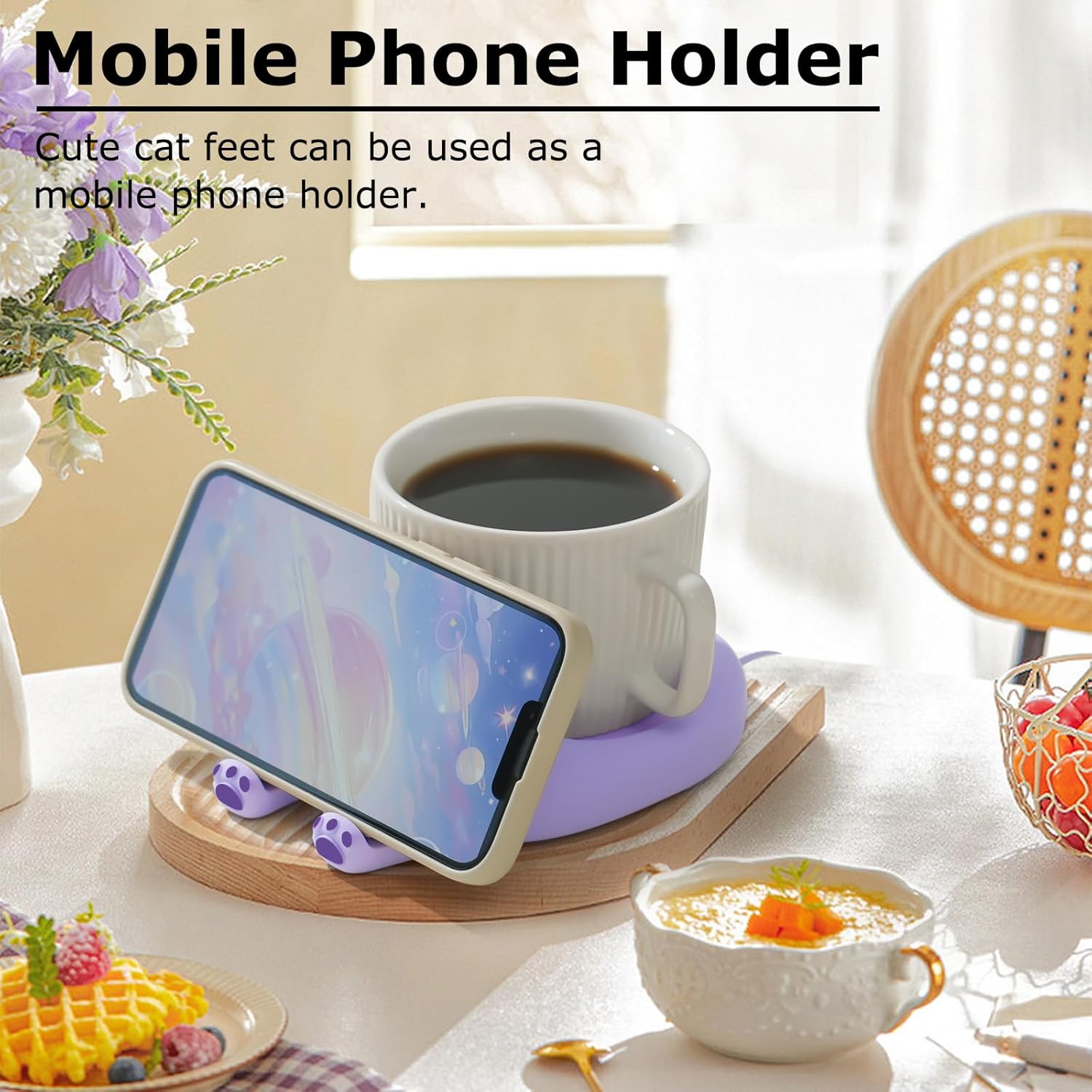 PUSEE Calentador de taza de café con apagado automático, calentador de café de 3 temperaturas para escritorio, placa calentador de velas derrite de