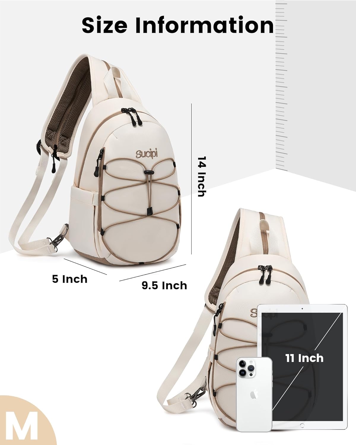 Sucipi Bolso bandolera para mujer, bolso cruzado convertible para el pecho, bolso de hombro de moda, mochila de senderismo, mochila para viajes y