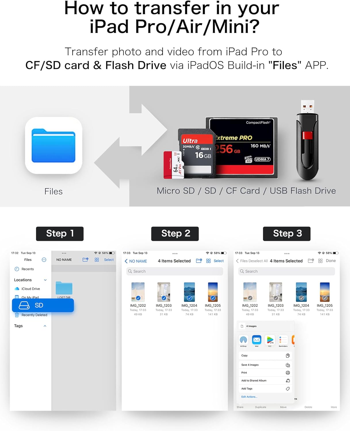 Lector de tarjetas SD USB C, adaptador de tarjeta de memoria USB-C a SD 4 en 1 con CompactFlashCFSDMicroSD y puerto USB 4 compatible con iPhone 15,