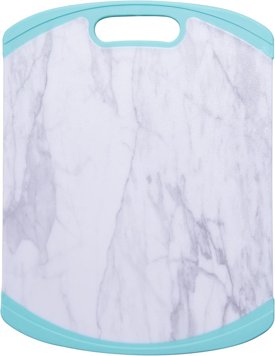Farberware Tabla de cortar de plástico con bordes antideslizantes aguamarina y elegante patrón de mármol. Lavavajillas esencial para el uso diario,