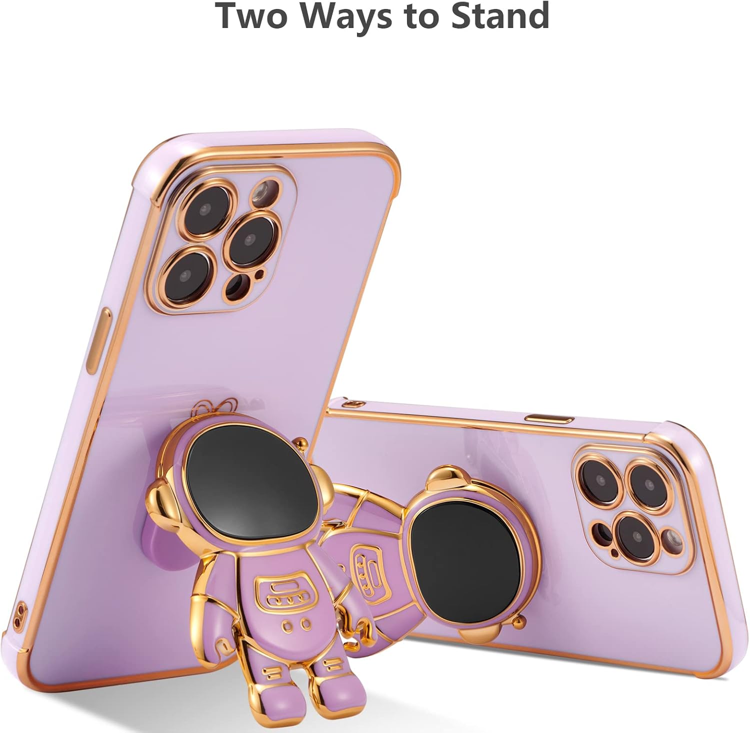 RALEAVO Funda para iPhone 13 Pro, bonita funda de astronauta 6D con función atril, cubierta de lujo enchapado de lujo, ajuste delgado, TPU suave, a