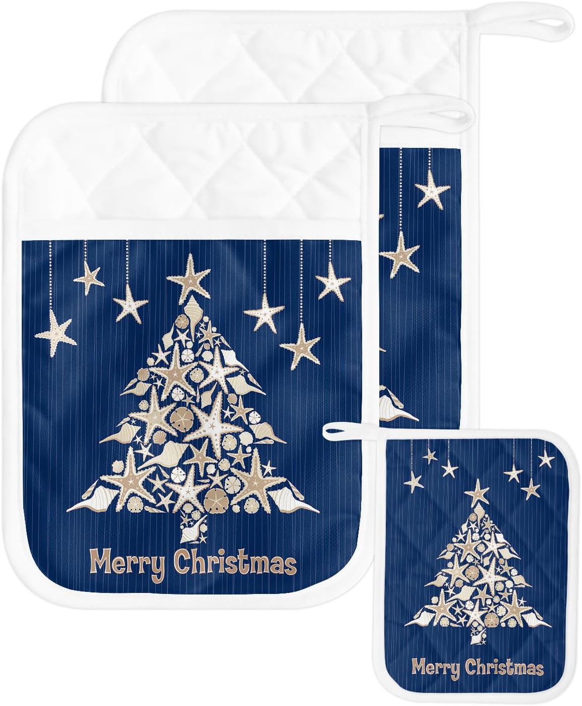 Juego de 2 soportes para ollas de Navidad para cocina, antideslizantes y aislantes de calor, juego de agarraderas de tela de toalla con bolsillo,