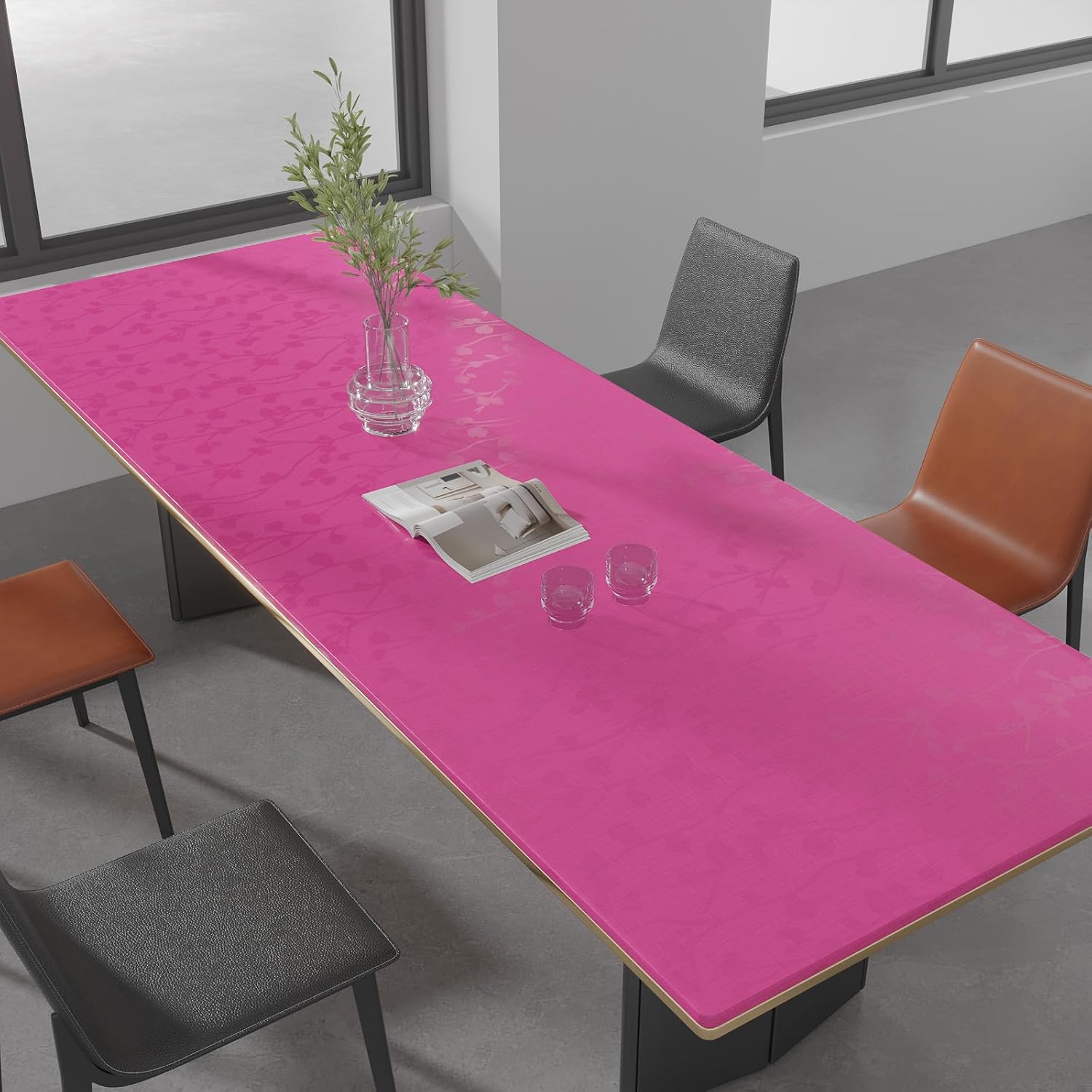 Papel tapiz de seda en relieve de color rosa oscuro, autoadhesivo, extraíble, texturizado rosa, papel de contacto para gabinetes, película de vinilo