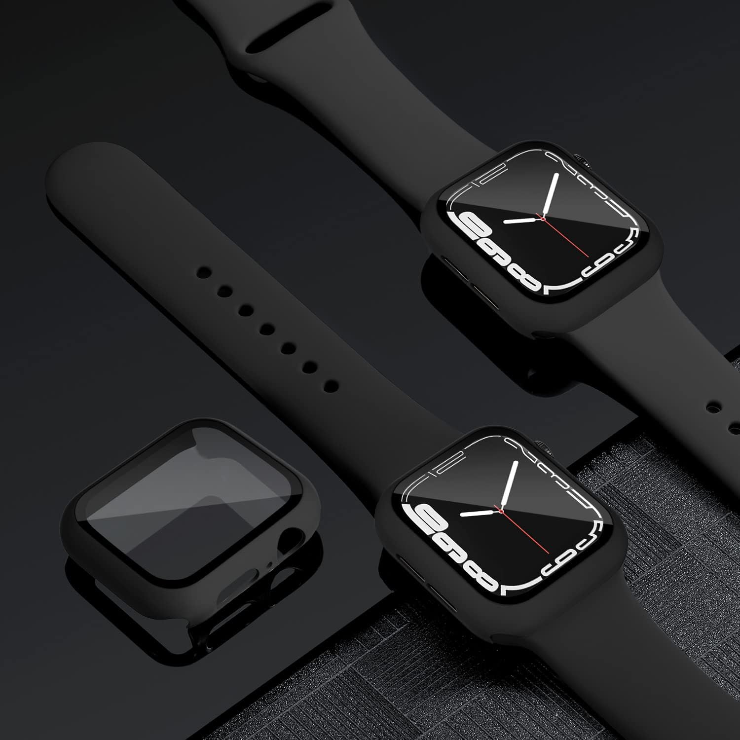 Charlam-Funda de policarbonato duro compatible con Apple Watch de 45 mm, series 7, 8, protector de pantalla, ultradelgada, cobertura completa,