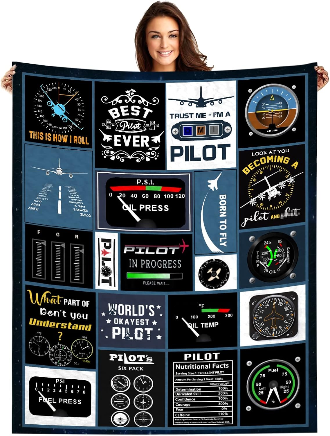 Regalos de piloto para él, hombres, papá, regalos de aviación, manta de aviación piloto, regalo para hombres pilotos, ideas de cumpleaños para