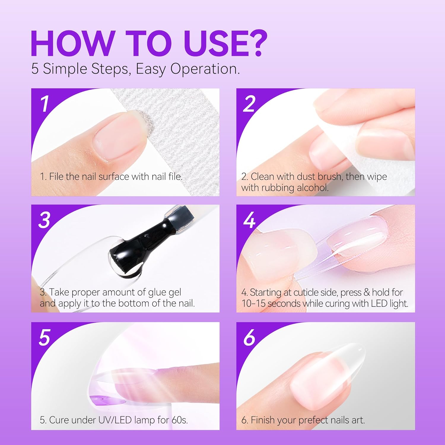 Gelike EC Kit de puntas de uñas de gel suave extra cortas, para extensiones de uñas de remojo, cubierta completa, forma de ataúd extra corto, resina