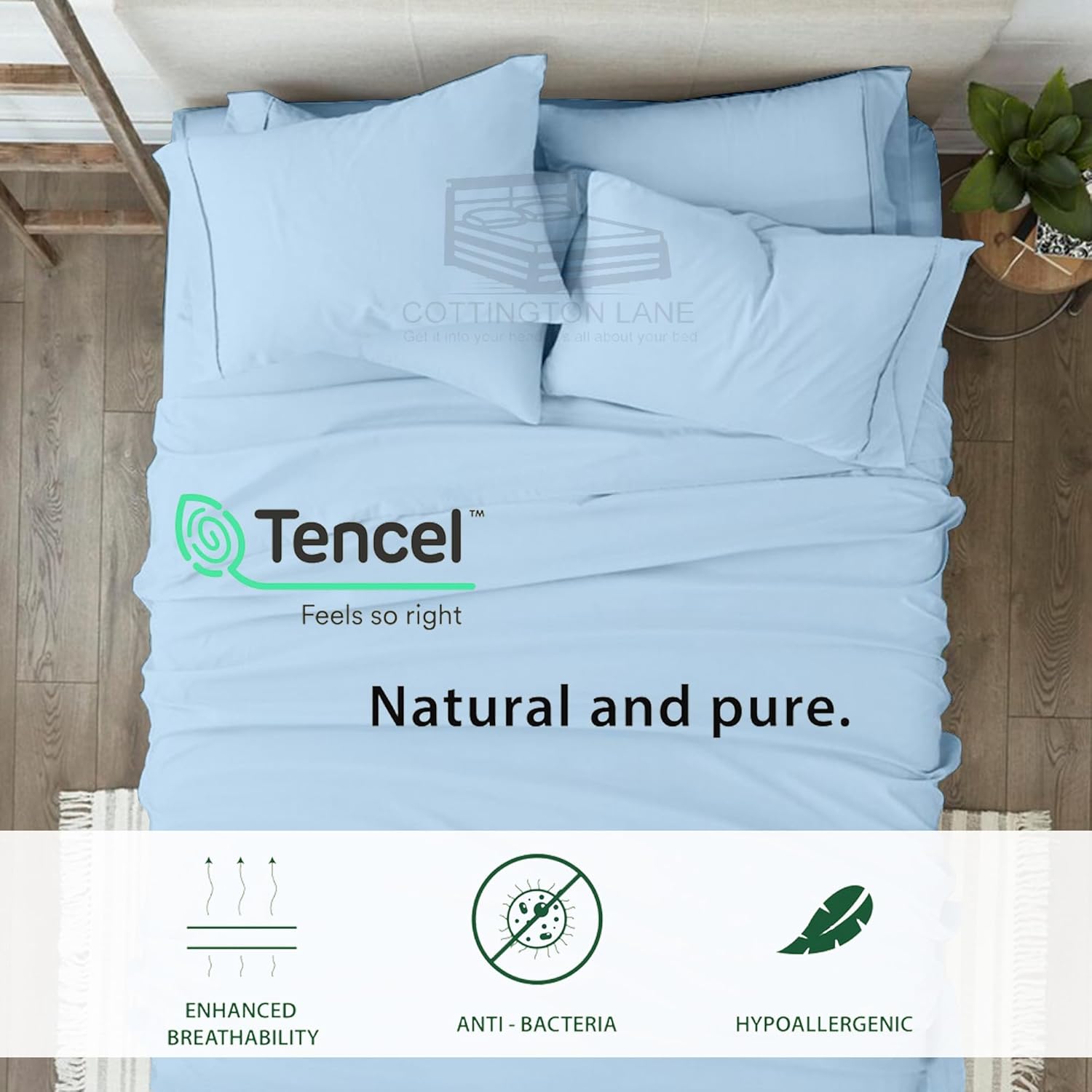 Tencel Split Cal King – Juego de sábanas para cama ajustable, 100% eucalipto, Tencel Lyocell – Sábanas divididas de 5 piezas para camas ajustables