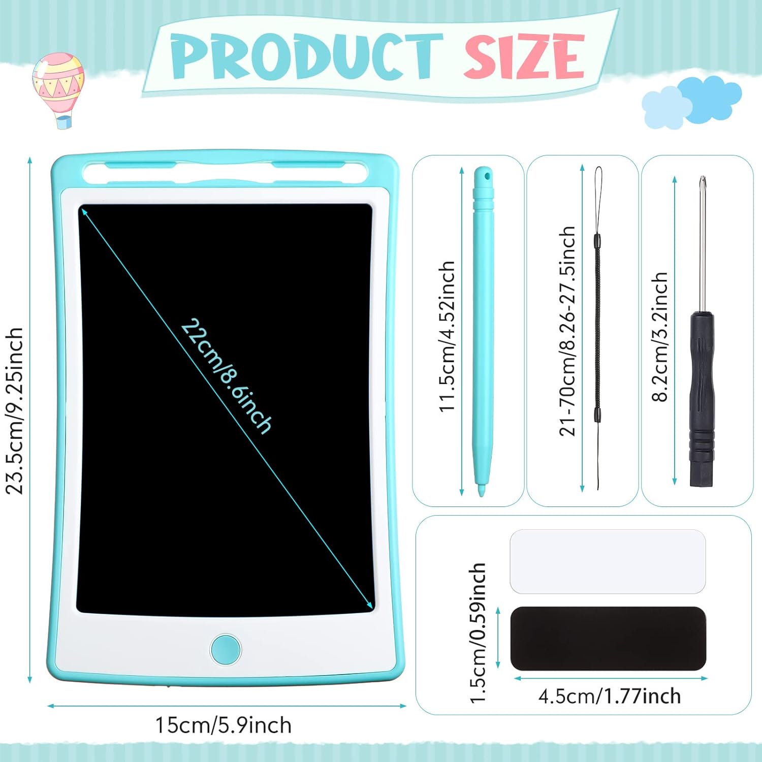 Tableta de escritura LCD de 8.5 pulgadas, tablero de dibujo colorido, almohadilla de dibujo educativa para niños, tableta de escritura LCD borrable,