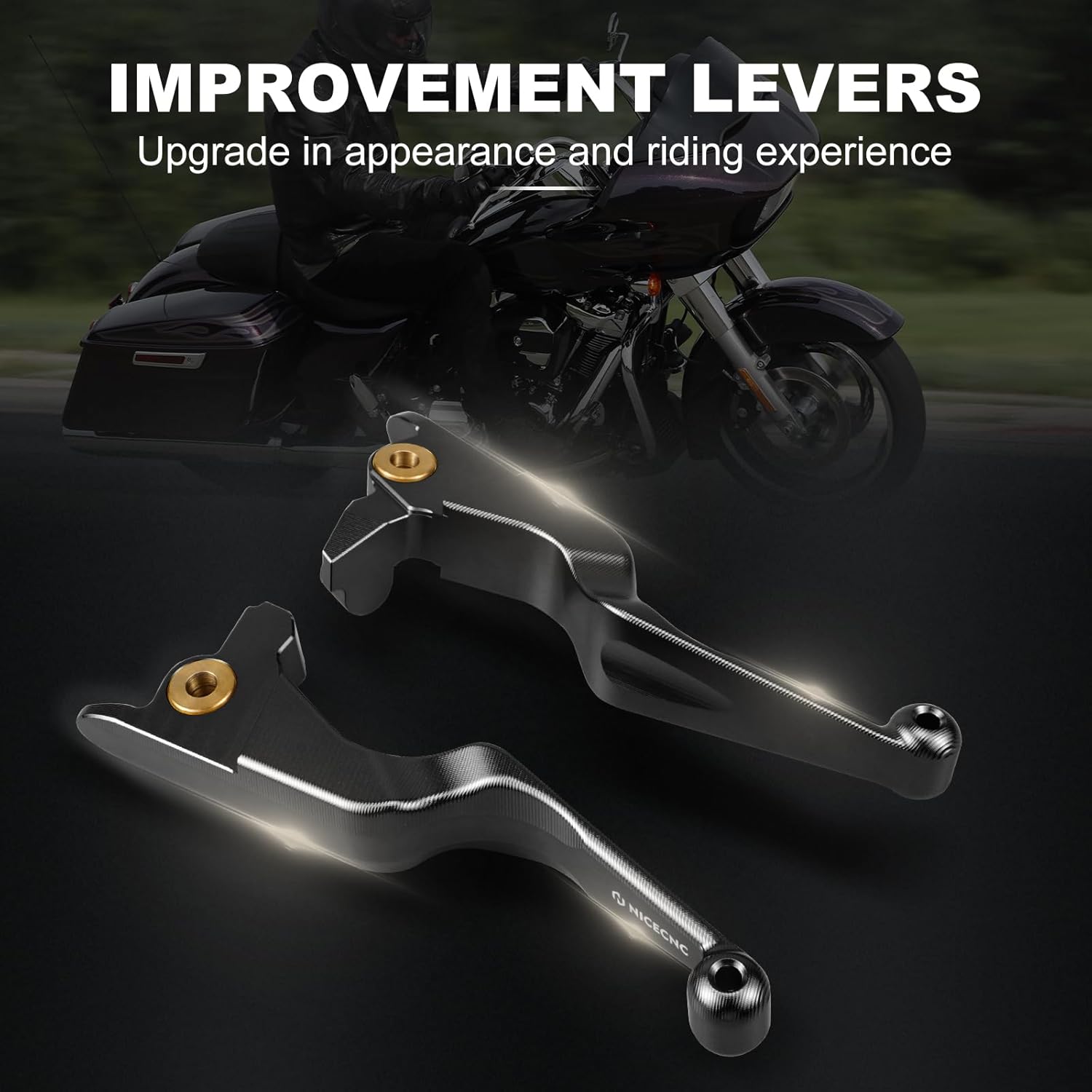 NICECNC Palancas de embrague de freno negras compatibles con Harley Street Glide FLHX 2017-2020, Road King FLHR 2017-2020, Electra Glide Ultra