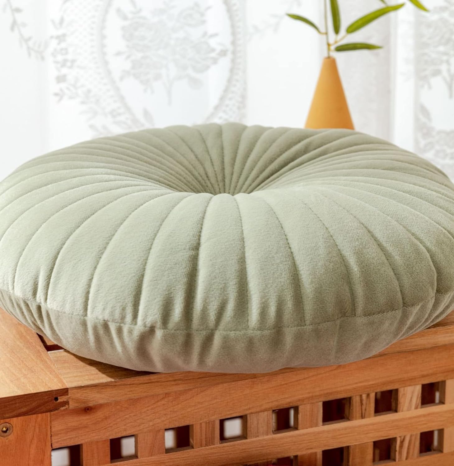 HXIYAN Almohada circular de terciopelo para decoración del hogar, sofá, silla, cojín de cama (15.7 pulgadas, verde)