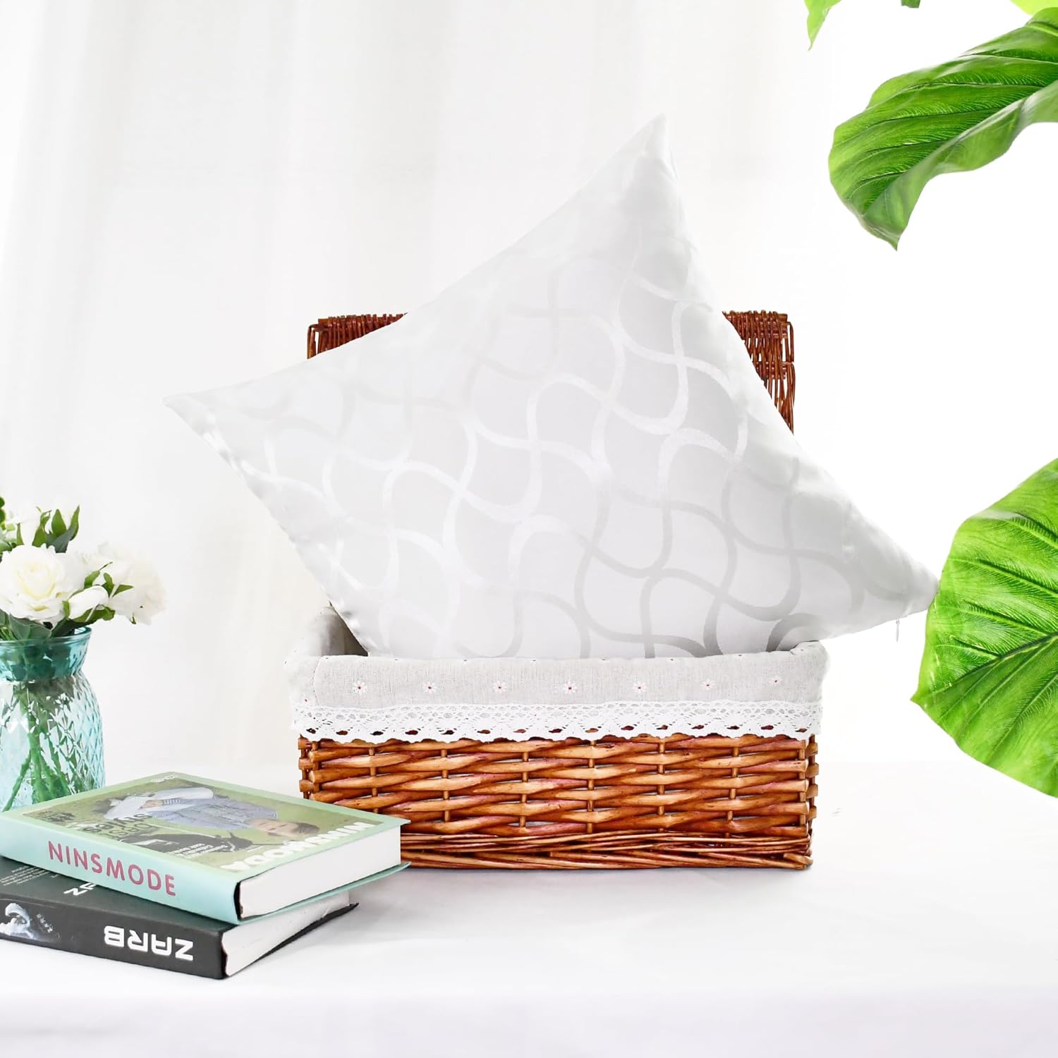 CaliTime Juego de 2 fundas de cojín modernas, brillantes y opacos, con forma de onda, geométricas abstractas, para sofá, cama, sofá, decoración de