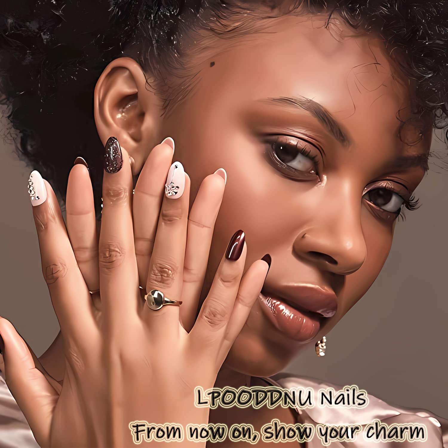 Uñas postizas medianas a presión, uñas postizas a presión con forma cuadrada, uñas postizas de color rojo vino brillante, uñas adhesivas