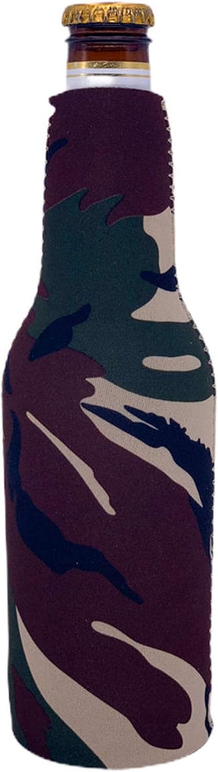 Botella de cerveza de neopreno en blanco (12 unidades, camuflaje verde)
