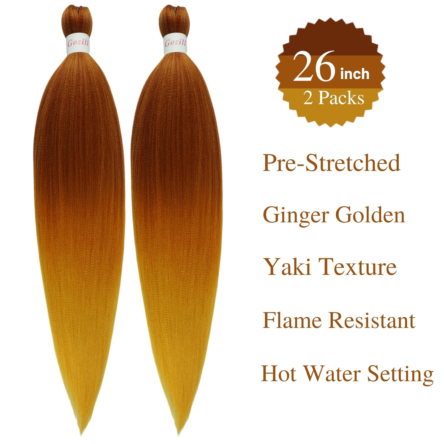 Gozill Ginger Golden Ombre – Cabello trenzado preestirado Kanekalon preestirado, pelo trenzado micro Ez trenzado, hipoalergénico, extensiones de