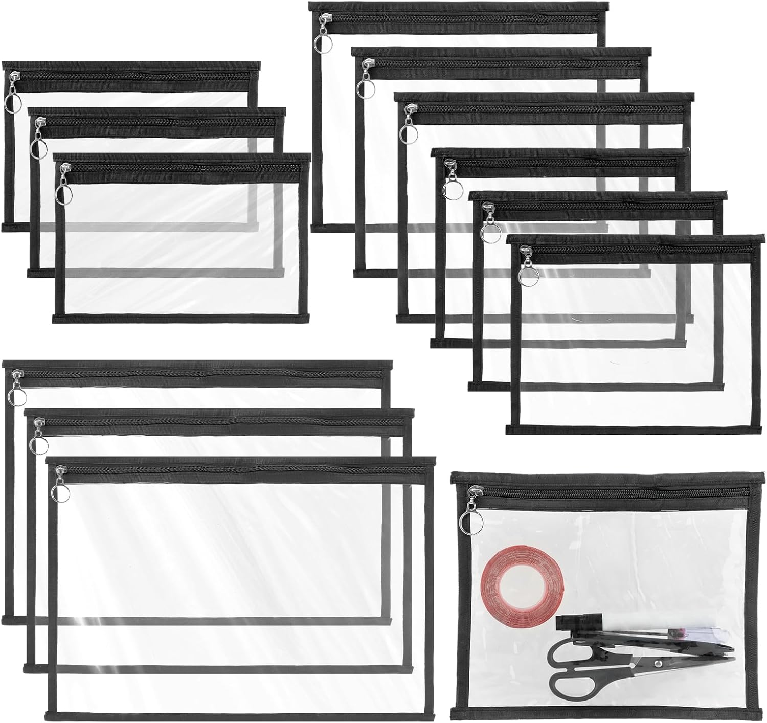 Bolsas transparentes con cremallera, bolsa impermeable de PVC, portátil, duradera, multiusos, bolsa organizadora transparente para cosméticos,