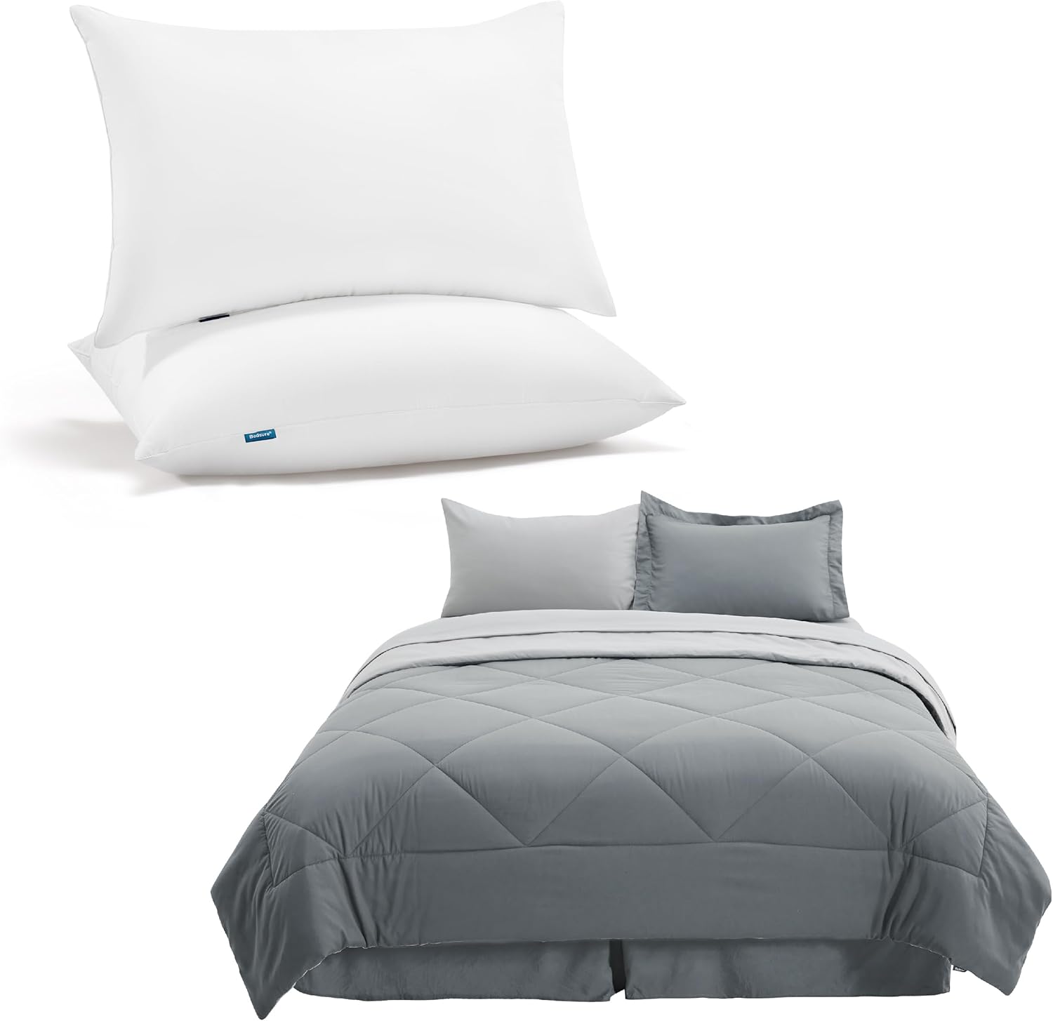 Bedsure Juego de edredón de tamaño King, almohadas tamaño King, juego de 2