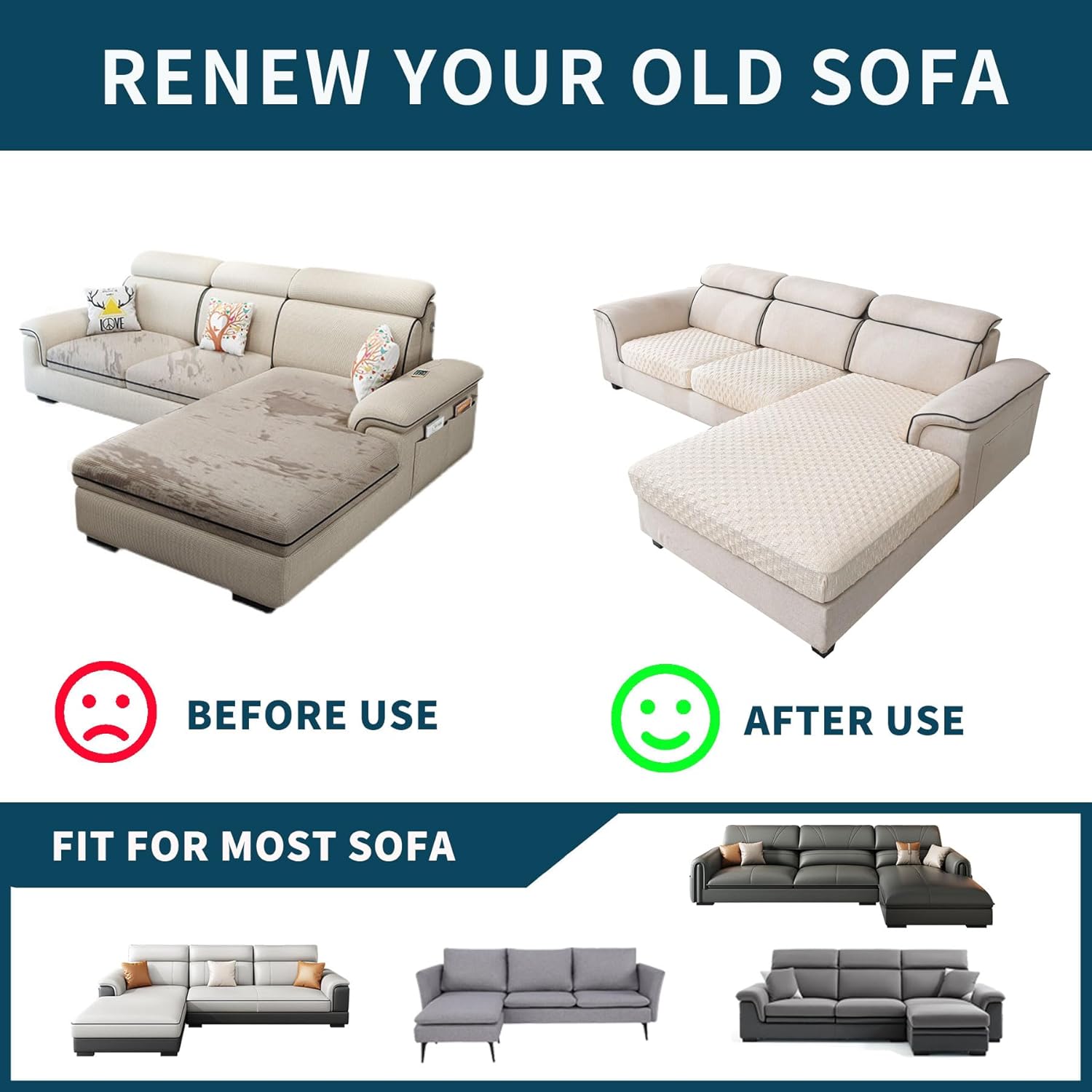 LUFEIJIASHI Fundas impermeables para sofá modular en forma de L, fundas de cojín para sofá seccional, fundas elásticas para sofá seccional,
