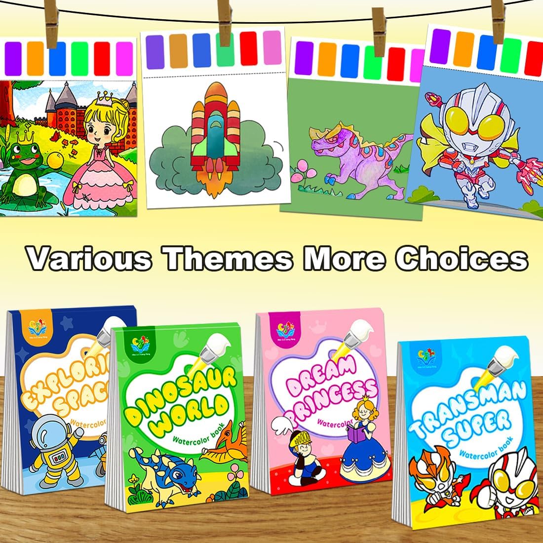 YXOTJHS Juegos de pintura de acuarela para niños, pintura grande con libros de agua, libros de acuarela para colorear para niños de 4 a 8 años,