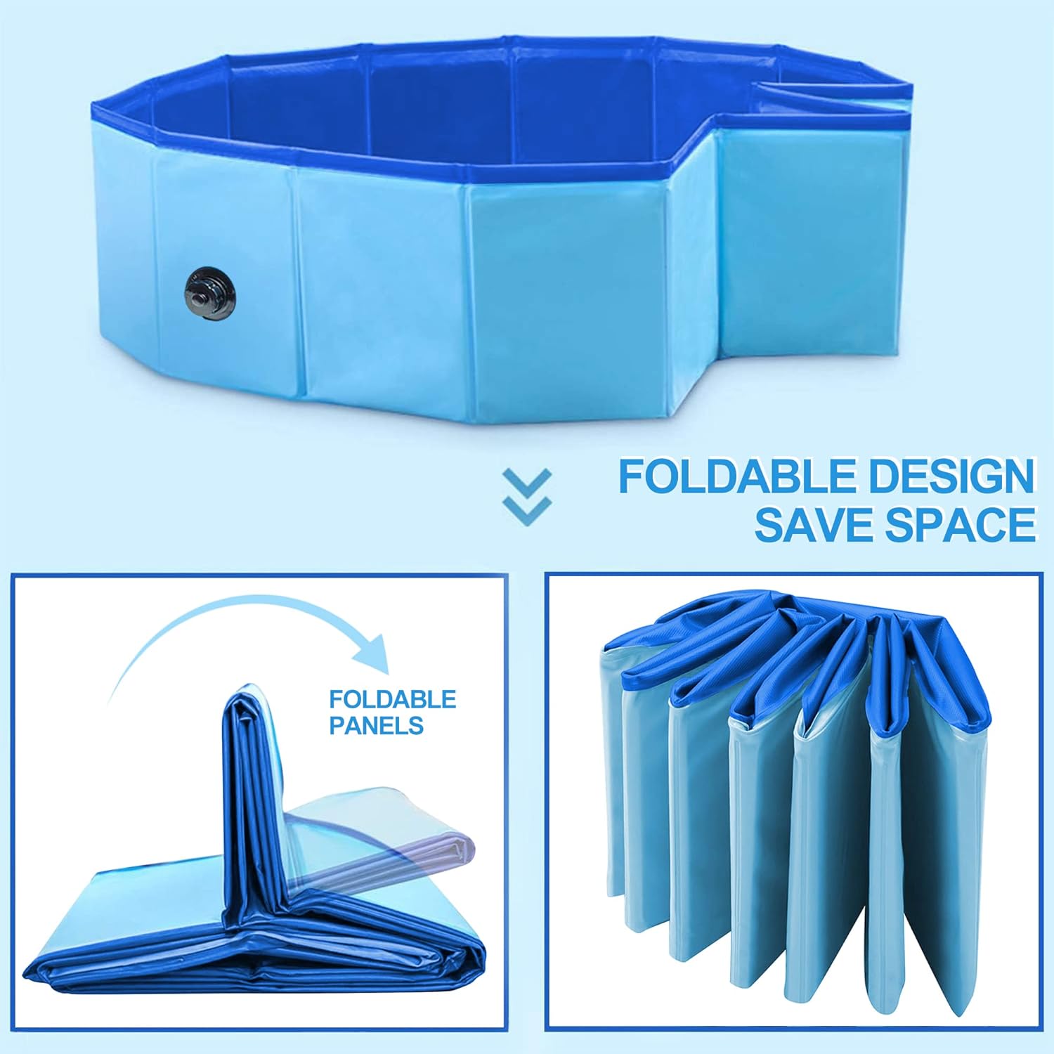 Reliancer Piscina plegable para perros, piscina plegable grande de 63 pulgadas para mascotas, bañera plegable para gatos, piscina portátil de PVC